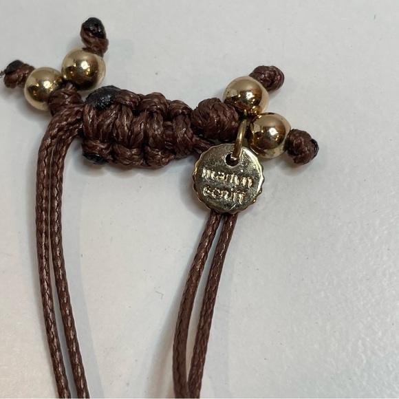 Marlyn Schiff Adjustable Glass Bead Bracelet Blue and Brown NWOT - Picture 5 of 5